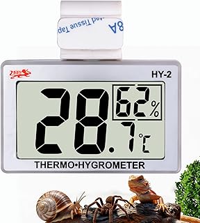 Digitales Reptilienthermometer Hygrometer mit Haken & Klebstoff, LCD-Display Temperatur Luftfeuch…