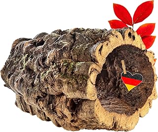 Vogelgaleria® Natur Korkröhre Terrarium und Hamster aus Reiner Korkrinde | 20cm lang, 15cm hoch…