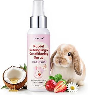 Entwirrungsspray für Kaninchen, Erdbeerduft, 100 ml | Pflegespray ohne Spülung, Alkoholfrei & a…