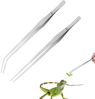 2 Stück Aquarium Pinzette Set,Aquarium Gerade Pinzette Und Gebogene Spitze,Lange Reptilien Futte…