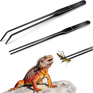 2 Stück Aquarium Pinzette, 27 cm Schützt die Finger (Schwarz) | Reptilien Futterzange Lange Pin…