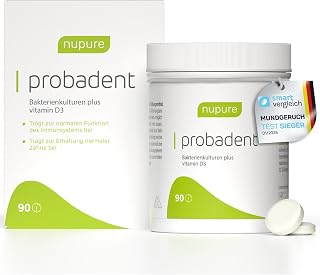 Nupure® Probadent Lutschtabletten mit Bakterienkulturen für die Mundflora mit 5 μg Vitamin D, …