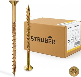 STRÜBER Holzschrauben mit Torx-Antrieb (6,0 x 120 mm / 100 Stück) Holzbauschrauben mit TX-Buchs…