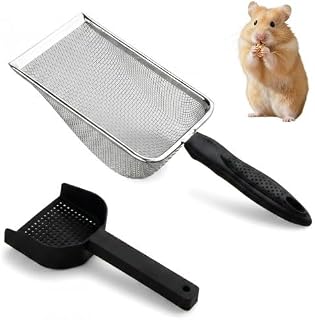 2 Stück Edelstahl Katzenstreu Schaufel, Hamster Siebschaufel, Reptile Sandsieb, Katzenstreuschau…