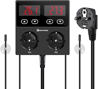 KETOTEK KT99pro Dualer Temperaturregler 230v mit wasserdicht fühler | Ausgang 10A Relais, Steckd…
