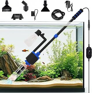 AQQA Aquarium Mulmsauger,6 in 1 Elektrisch Aquarium Wasserwechsel,36W Einstellbar Aquarien Staubs…