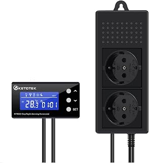 KETOTEK PID Thermostat Terrarium Reptilien Heizung Tag Nacht mit Zeitschaltuhr, Digital Dimmtherm…