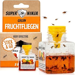 Super Ninja Fruchtfliegenfalle für Innenbereich, Obstfliegenfalle 2er-Pack | Wirksame Fliegenfal…