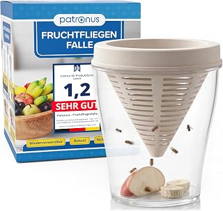 Patronus Fruchtfliegenfalle für Küche, 1x robuste Obstfliegenfalle Küche | Wiederverwendbare F…