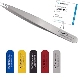 FAUDE Spitzpinzette fein, spitz und präzise für Splitter, Spreißel, Dornen und eingewachsene H…