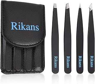 Rikans Pinzetten Set 4-teilig – Präzisionspinzetten Set aus Edelstahl – Profi Pinzetten zum Auge…