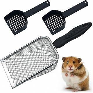 Episkey 3 Stück Edelstahl Katzenstreu Schaufel Hamster Siebschaufel Reptile Sandsieb Reptilien Z…