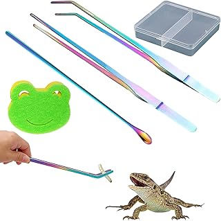 5-teiliges Fütterungs Set – Regenbogen Pinzetten, Edelstahl Fütterungslöffel, Transparente A…