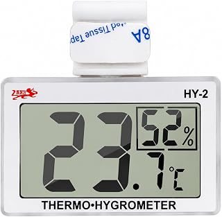 Digitales Reptilienthermometer Hygrometer mit Haken & Klebstoff, LCD-Display Temperatur Luftfeuch…