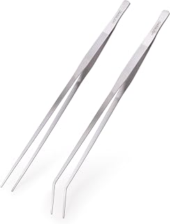 VORESTIC 2 Stück Aquarium Pinzette Lang 48 cm Set, Gerade und Gebogen Aquarium Pinzette 48 cm, S…