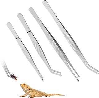 SLSON Reptilien Futterzange, 4 Stück Edelstahl Gerade/Gebogen Pinzette, Stainless Steel Reptile …