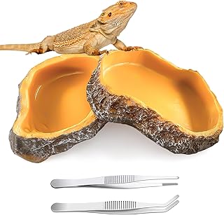 2PCS Wasserschale Terrarium, Reptile Näpfe mit 2 Pinzetten, Näpfe Terrarium