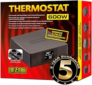 Exo Terra Thermostat mit Tag-/ Nacht-Zeitschaltuhr und Zwei Anschlüssen, steuert Heizgeräte bis…