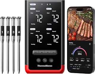 ThermoMaven P4 Fleischthermometer Kabellos mit APP, 4 Sonden, 6 Sensoren