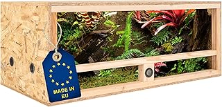 ITA Holz Terrarium 100x50x40 cm mit Seitenbelüftung & Integriertem Hygrometer – Holzterrarium au…