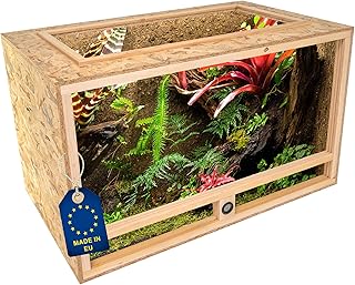 ITA Schildkröten Terrarium 120x60x60 cm mit Offenem Dach & Integriertem Hygrometer – Holzterrari…