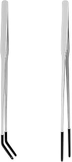 2 x Reptilien-Futterzange, Edelstahl-Pinzette für Aquarium, 27 cm, mit Gummispitze, gerade und g…