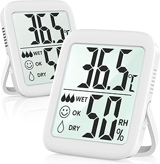Antonki 2 Stück Thermometer Hygrometer Innen Raumthermometer, Digital Temperatur und luftfeuchti…