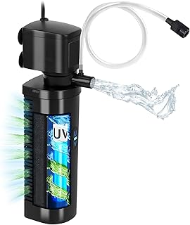 Tararium Aquarium Filter mit 5W U-V-Licht – Tauchpumpe für klares Wasser in Süßwasser-/Meerw…