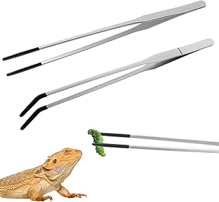 Lusofie 2 Stück Edelstahl Aquarium Pinzette Lang Gerade Futterpinzette Gebogene Spitze Pinzetten…