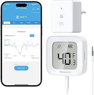 GoveeLife WLAN-Kühlschrankthermometer digital mit Alarm, kabellosem Funk Gefrierschrank Thermome…
