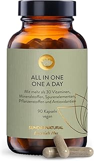 SUNDAY NATURAL® Multivitamin Komplex – All in One – Premium Rundum-Versorgung mit nur 1 Kapsel…