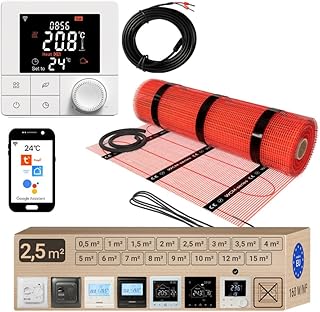 Heizmatte – Elektrische Fußbodenheizung, Selbstklebend, Verschiedene Größen, 160 W/m² mit The…